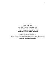Filipino 101 Wika at Kultura sa Mapayapang Lipunan Modyul.